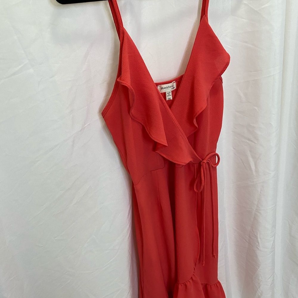 Monteau ruffled flowy spaghetti strap mini dress, size M - Picture 3 of 7